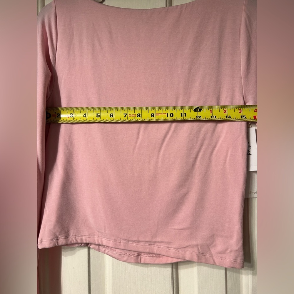 NWT Aritzia Wilfred Lydia Square Neck Ruched Top in Poetic Pink- Size Large - Picture 14 of 15